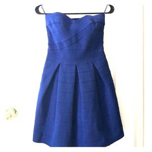 Express strapless mini dress- royal blue
